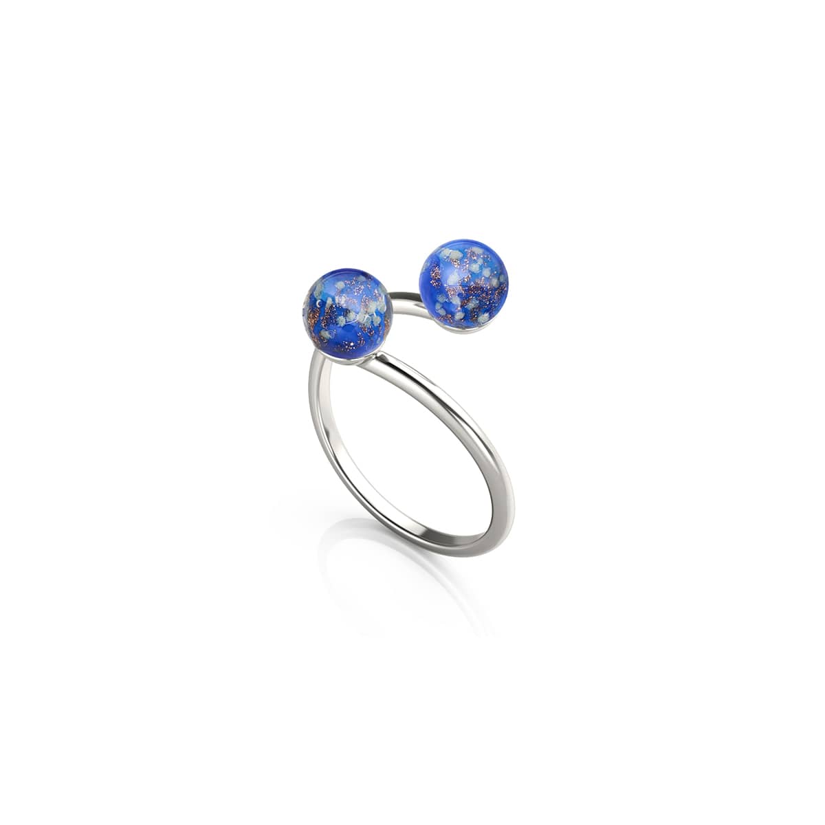 Kobalt | 925er Sterlingsilber | Glühwürmchenglas | Unendlichkeits-Helix-Ring